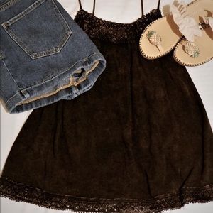 Altar’d State- Brown Lace-Trim Tank